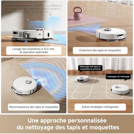 Dreame L40 Ultra AE – Robot Aspirateur Laveur, 19 000 Pa, Lavage 75°C, Brosse TriCut, Blanc