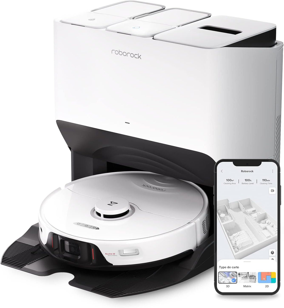 Roborock S8 Pro Ultra – Robot Aspirateur Laveur, 6 000 Pa, Station RockDock Ultra, Autonomie 300 m²