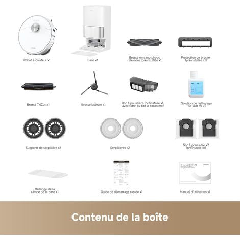 Dreame L40 Ultra AE – Robot Aspirateur Laveur, 19 000 Pa, Lavage 75°C, Brosse TriCut, Blanc