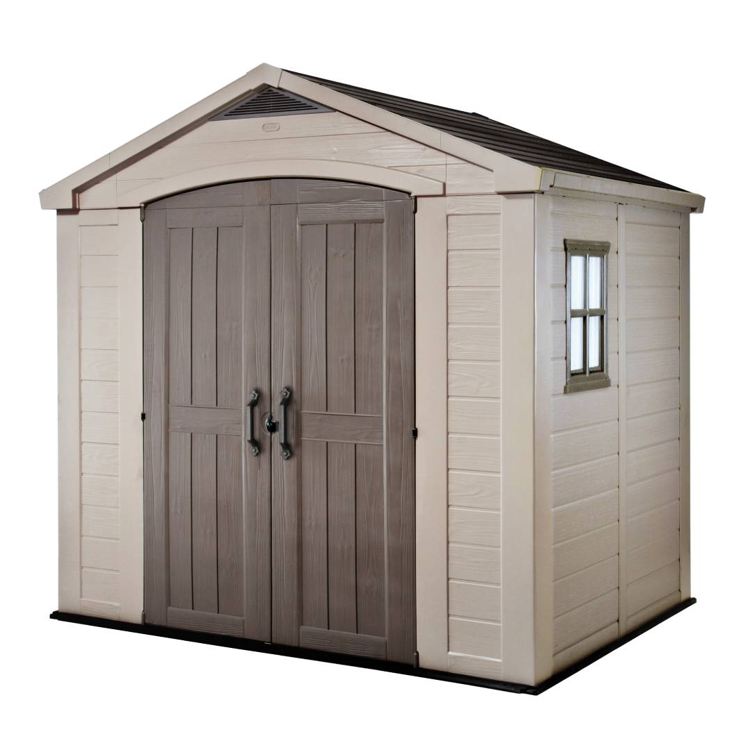 Abri de jardin imitation aspect bois beige "Factor" 4,5 m² - L. 2,56 x P. 1,82 x H. 2,43 m