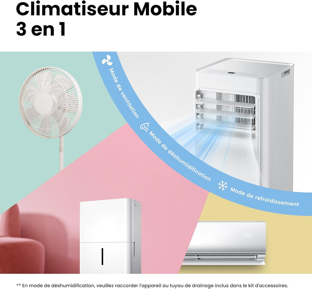 Breezy Cool 2.6  climatiseur mobile connecté 9000 BTU 2,6 kW 3-en-1