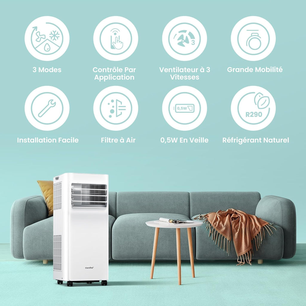 Breezy Cool 2.6  climatiseur mobile connecté 9000 BTU 2,6 kW 3-en-1