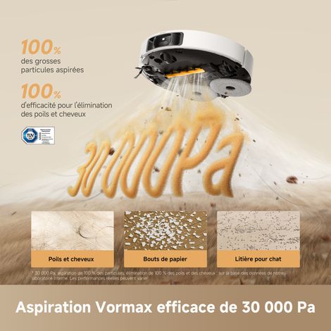 Dreame L50s Pro Ultra – Robot Aspirateur Laveur, 30 000 Pa, Lavage Serpillières 100°C, Blanc