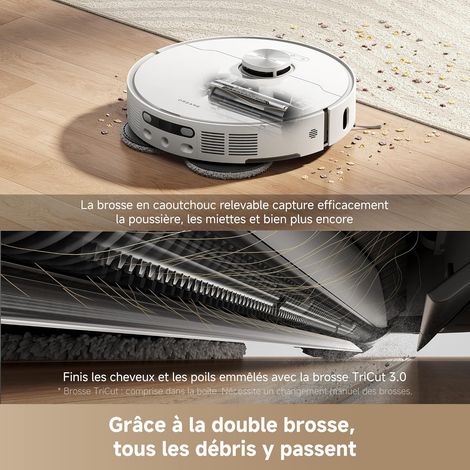 Dreame L40 Ultra AE – Robot Aspirateur Laveur, 19 000 Pa, Lavage 75°C, Brosse TriCut, Blanc