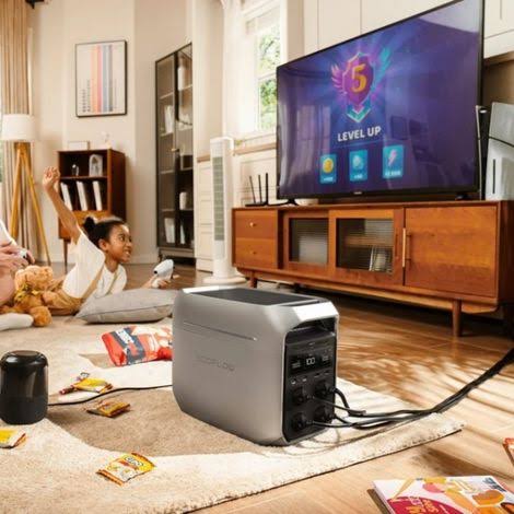 EcoFlow DELTA 3 – Station Électrique Portable, 1024 Wh, LiFePO4, 1800 W, Charge 45 min, Noir