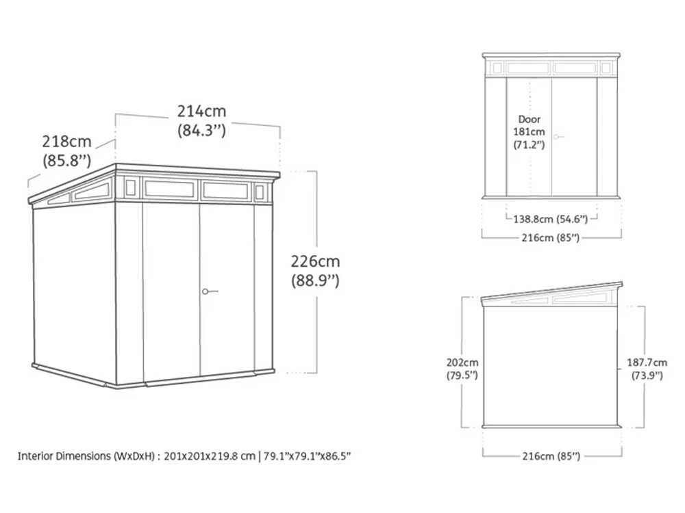 Keter Cortina 7x7 - Abri de jardin - Avec porte à double battant - 214 × 218 × 226 cm
