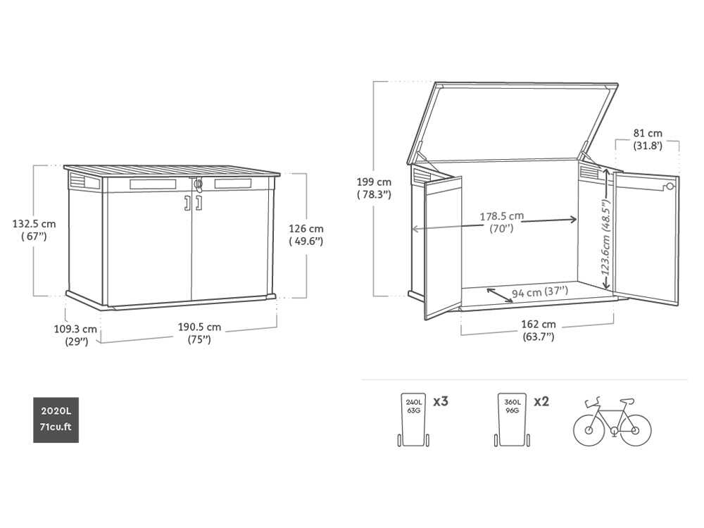Keter Cortina Mega - Coffre de rangement de jardin - 190,5 x 109 x 132,5 cm